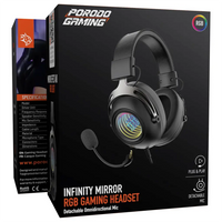 Porodo Gaming Infinity Mirror RGB Headset with Detachable Omnidirectional Mic – Black | سماعة ألعاب Porodo Gaming Infinity Mirror RGB مع ميكروفون Omnidirectional قابل للفصل – أسود