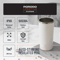 Porodo Lifestyle 400ml Auto-Stirring Suction Twin Wall Cup | كوب بورودو لايف ستايل 400 مل بخاصية التحريك الذاتي