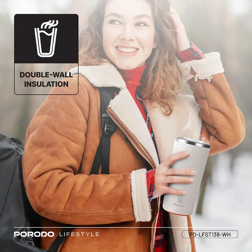Porodo Lifestyle 400ml Auto-Stirring Suction Twin Wall Cup | كوب بورودو لايف ستايل 400 مل بخاصية التحريك الذاتي