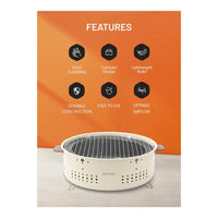 شواية بورودو لايف ستايل الصغيرة للشواء الخارجي - بني فاتح | Porodo Lifestyle Camping Mini Outdoor Round BBQ/Charcoal Grill - Light Brown