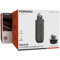 Porodo Lifestyle Fold-Flat Leakproof Silicone Bottle | زجاجة بوروودو لايف ستايل القابلة للطي المضادة للتسرب