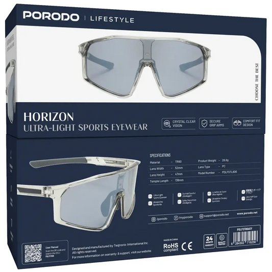 نظارة رياضية بورودو Lifestyle Horizon خفيفة الوزن حماية UV - رمادي | Porodo Lifestyle Horizon Ultra Light Sports Eyewear UV Protection Gray