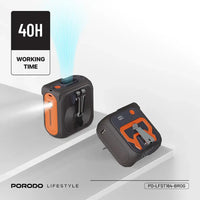 مروحة خصر مع كشاف من بورودو, بطارية بسعة 10000 مللي امبير - بني/برتقالي | Porodo Waist Fan with Mount Flashlight 10000mAh Battery - Brown/Orange