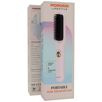 مكواة شعر محمولة بورودو Lifestyle لاسلكية 3 درجات حرارة - وردي | Porodo Lifestyle Portable Cordless Hair Straightener 3 Heat Settings Pink