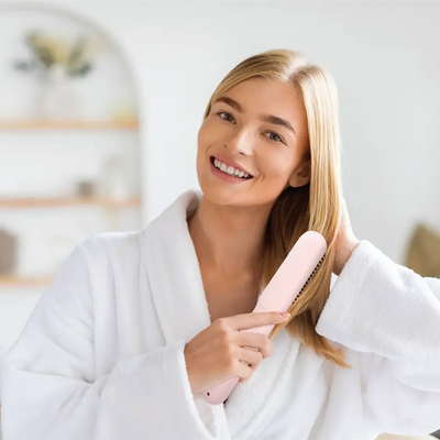 مكواة شعر محمولة بورودو Lifestyle لاسلكية 3 درجات حرارة - وردي | Porodo Lifestyle Portable Cordless Hair Straightener 3 Heat Settings Pink