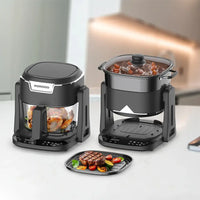 قلاية هوائية Porodo Lifestyle Quick Flip 3-In-1 Air Fryer Grill Hot Pot - Black | 3 أوضاع طهي 4.5L
