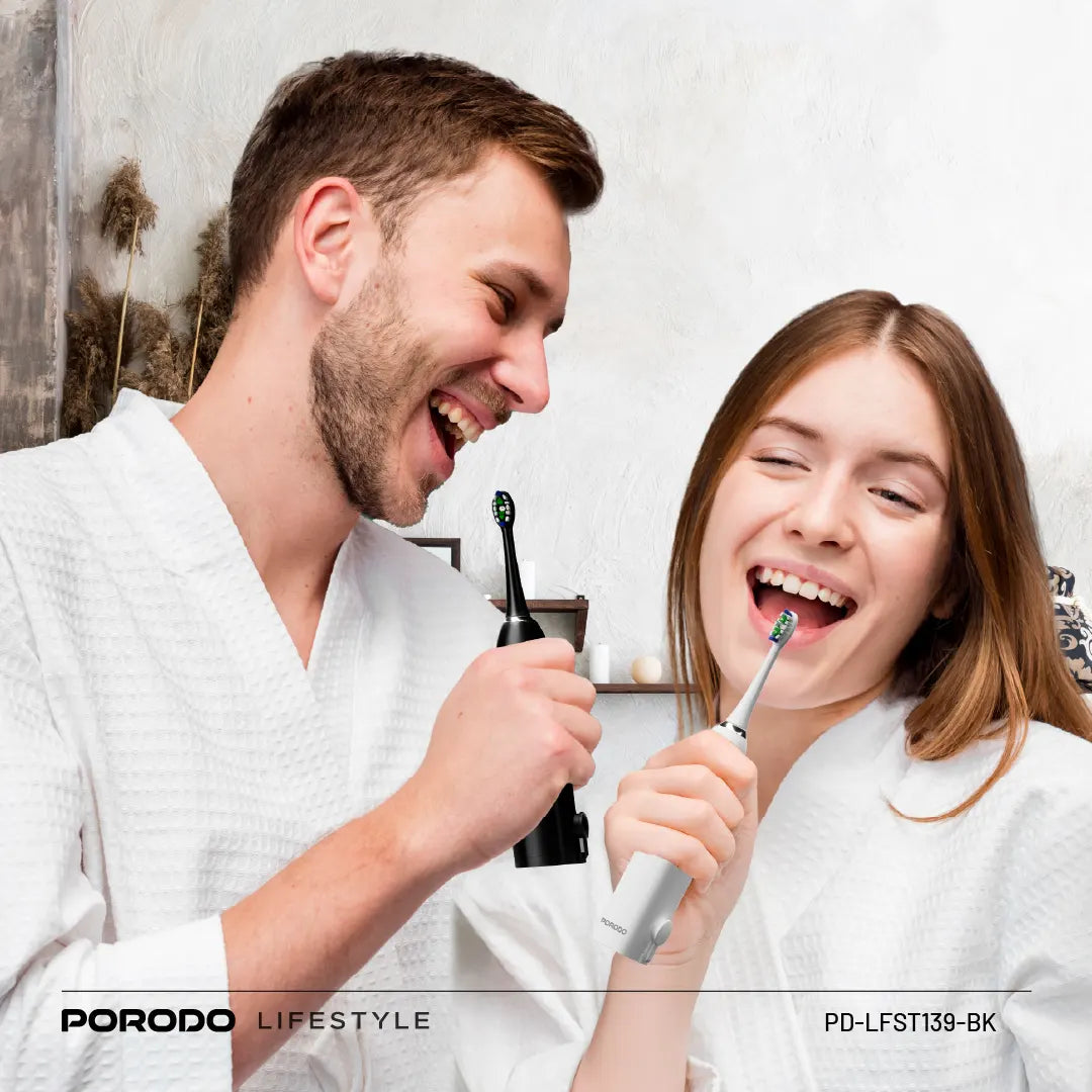 Firçeya Diranan a Elektrîkî ya Porodo Lifestyle 1000mAh IPX7 bi Moda Destî û Depoya Avê ya 110ml.
