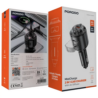 شاحن سيارة 2 في 1 مع معطر جو - Porodo 2 In 1 Car Charger with Scent Diffusion
