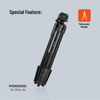 ترايبود بورودو الومنيوم احترافي - اسود | Porodo Aluminium Tripod - Black