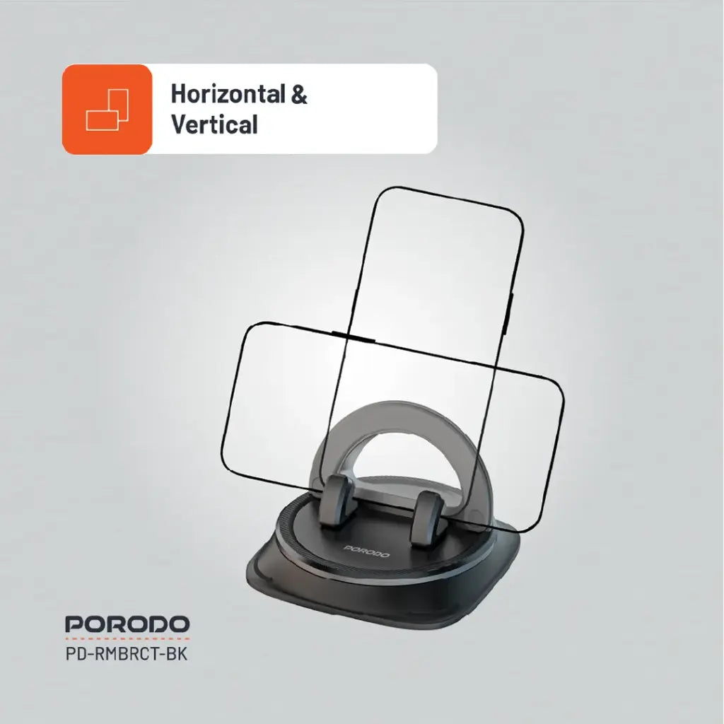حامل هاتف قابل للدوران من بورودو - اسود | Porodo Rotatable Mobile Phone Bracket - Black