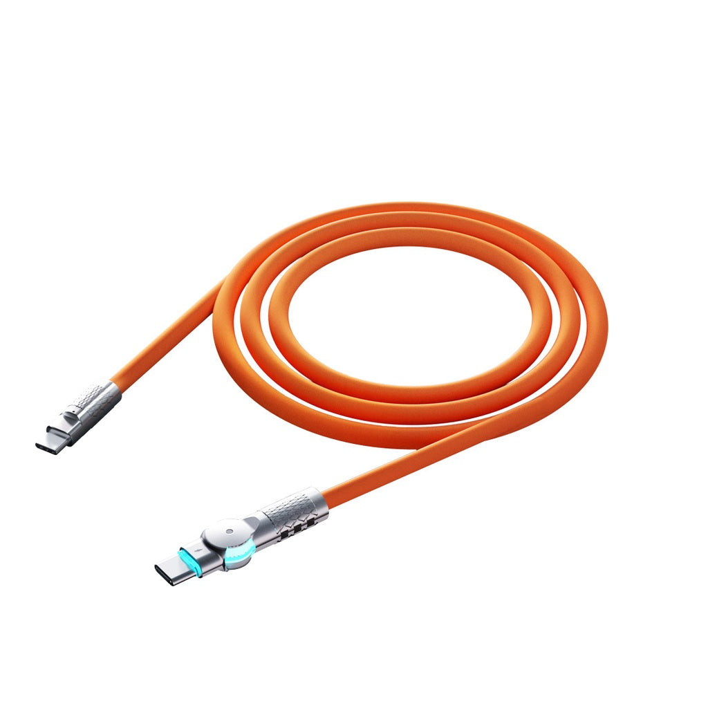 Kabloya Zivirî ya Porodo USB-C bo USB-C bi Serê Zivirî, Şarjkirina Bilez 100W, Dirêjahiya 1 Metre | Kabloya Zivirî ya Porodo PD100W Tîpa-C bo Tîpa-C (1M).