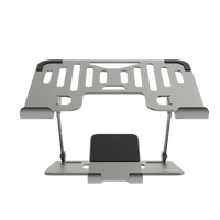 حامل بورودو الذكي القابل للطي 2 في 1, لاجهزة اللابتوب والهاتف - فضي | Porodo 2-in-1 Adjustable and Foldable Laptop with Phone Stand - Silver.
