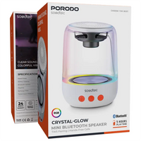 Porodo Soundtec Crystal-Glow Mini Bluetooth Speaker TWS & Hands-Free - White | بوروودو ساوندتك كريستال-غلو ميني سماعة بلوتوث TWS والمكالمات بدون استخدام اليدين - أبيض