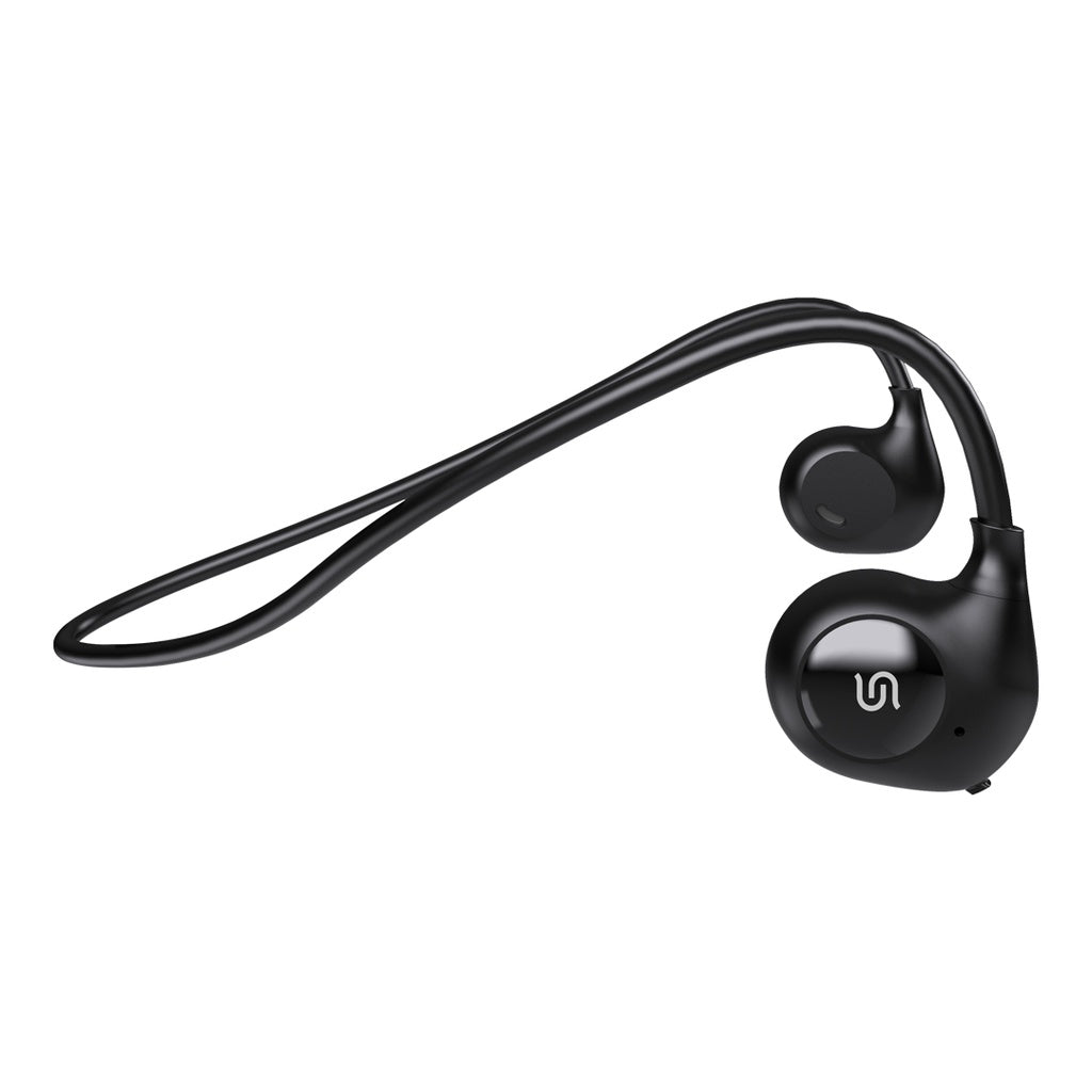 Benda Gerdenê ya Porodo Soundtec Air Conduction TWS bi Kontrola Destikê ya Jîr - Reş