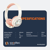 بورودو ساوندتيك سماعة رأس لاسلكية للاطفال ببطارية 400 مللي امبير | Porodo Soundtec Kids Wireless Headphone 400mAh.