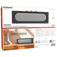 Porodo Soundtec Vibe Bar Portable Bluetooth Stereo Speaker - Black | مكبر صوت بلوتوث محمول بورودو ساوندتك فايب بار ستيريو - أسود