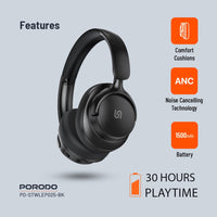 سماعة رأس من بورودو ساوندتيك بخاصية الغاء الضوضاء النشط  | Porodo Soundtec Hybrid ANC Headphone