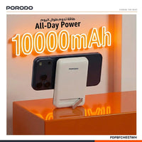 باور بانك بورودو Sovo بسعة 10,000 مللي امبير وبقدرة شحن 20 واط بتصميم شفاف - ابيض | Porodo Sovo PD 20W 10000mAh Powerbank with Transparent Body - White