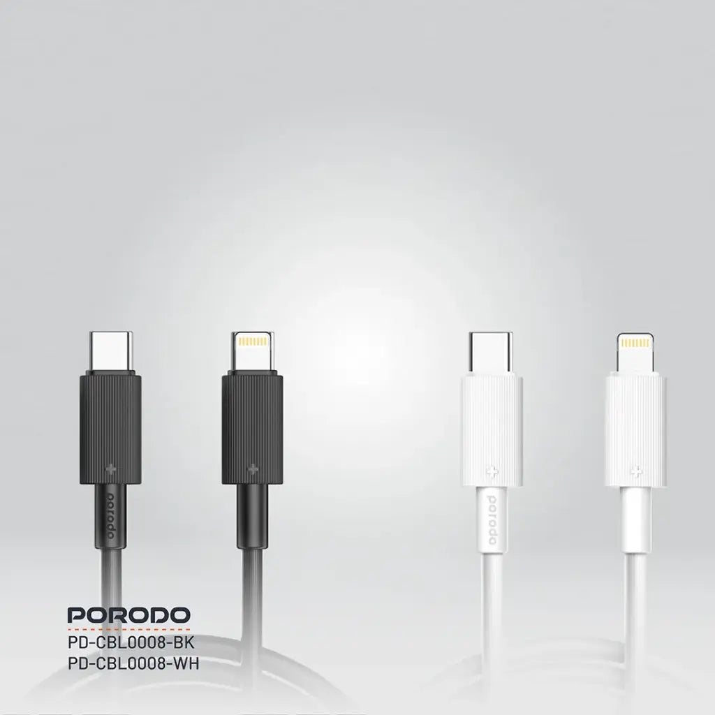 Kabloya Porodo USB-C bo Lightning 3m PVC | Kabloya Porodo Type-C bo Lightning PVC 3m.
