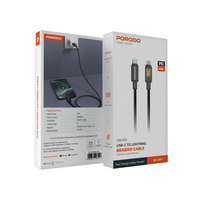 Porodo USB-C to USB-C/Lightning Braided Cable - Black | كابل بورودو المضفر USB-C إلى USB-C/Lightning - أسود