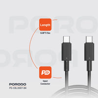 كيبل بورودو يو اس بي سي الى يو اس بي سي بطول 3 متر, شحن سريع 60 واط | Porodo Type-C to C PVC Cable 3M 60W.