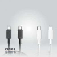 كيبل بورودو يو اس بي سي الى يو اس بي سي بطول 3 متر, شحن سريع 60 واط | Porodo Type-C to C PVC Cable 3M 60W.