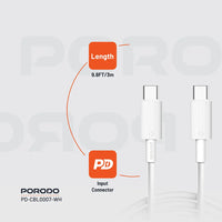 كيبل بورودو يو اس بي سي الى يو اس بي سي بطول 3 متر, شحن سريع 60 واط | Porodo Type-C to C PVC Cable 3M 60W.