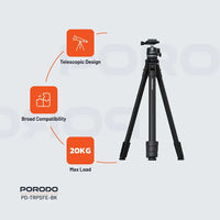 حامل كاميرا قابل للطي Porodo من الألمنيوم - Flexible Foldable Tripod Stand