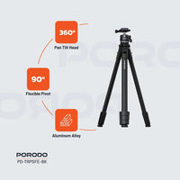 حامل كاميرا قابل للطي Porodo من الألمنيوم - Flexible Foldable Tripod Stand