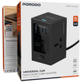محول بورودو الكهربائي GaN متعدد المنافذ مع 4 مقابس AC - أسود | Porodo Universal GaN Multi-Port Cube Adapter with 4 AC Sockets - Black