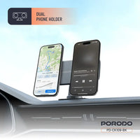 Porodo Vacuum & Adhesive Magnetic Car Mount 360° Full Rotation - Black | حامل هاتف مغناطيسي للسيارة من بورودو بدوران 360 درجة - أسود