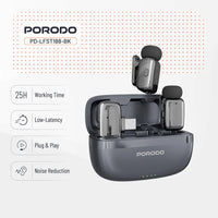 مايكروفون بورودو لاسلكي بمنفذ تايب سي وبسعة بطارية 60 مللي امبير - اسود | Porodo Microphone 60mAh Type-C Port - Black