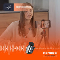 مايكروفون بورودو لاسلكي بمنفذ تايب سي وبسعة بطارية 60 مللي امبير - اسود | Porodo Microphone 60mAh Type-C Port - Black