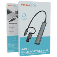 Porodo Blue USB Hub Gray