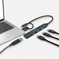 Porodo Blue USB Hub Gray