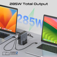 Promate PowerBase-GaN285 ستة منافذ USB-C بقوة 100 واط و 65 واط وأربعة بـ 30 واط