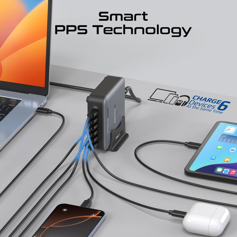 Promate PowerBase-GaN285 محطة شحن GaNFast مع حامل مكتبي