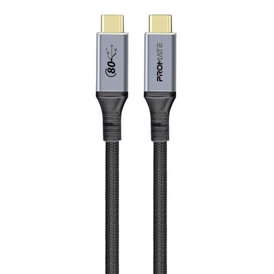 Promate PowerBolt5-80G Black 80Gbps USB4 cable with 240W PD support - main view