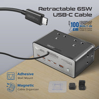 Promate PowerBrix-160 تثبيت على الحائط مع منظم كيبل مغناطيسي