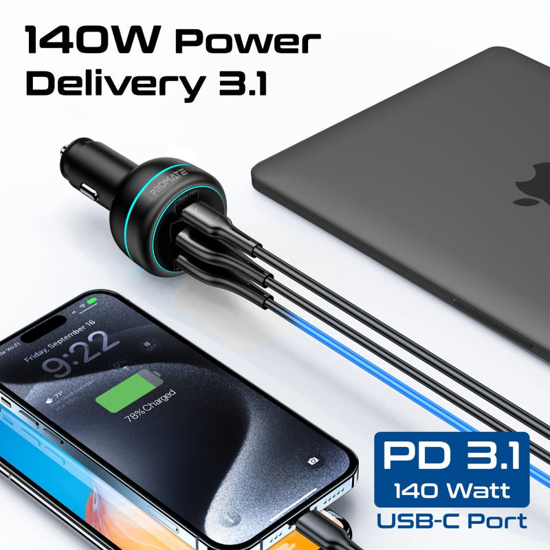 Promate PowerDrive-230 منفذ USB-C 140 واط بتقنية PD 3.1