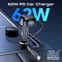 Promate PowerDrive-RC65 كيبل USB-C مدمج يتمدد 80 سم بقوة 45 واط