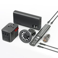 Promate PowerGear-Pro 7-in-1 Travel Kit 20000mAh Power Bank Black-Case