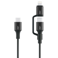 Promate PowerLink-CCi Black 2-in-1 MFi Lightning and USB-C charging cable - main view