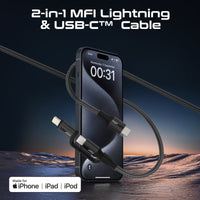 Promate PowerLink-CCi Black interchangeable USB-C and Lightning tips close-up