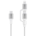 كابل شحن 2 في 1 بأطراف USB-C ولايتننج معتمد MFi بقوة 60 واط | Promate PowerLink-CCi - أبيض