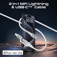 Promate PowerLink-CCi White interchangeable USB-C and Lightning tips close-up