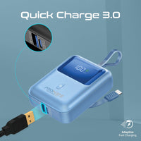 Promate PowerPod-10 Power Bank 10000mAh 35W Built-In USB-C Cable Blue-Ports