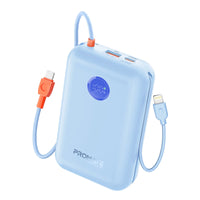 Promate PowerPod-30 Power Bank 30000mAh Built-In Cables Blue-Front
