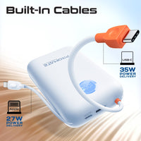 Promate PowerPod-30 Power Bank 30000mAh Built-In Cables Blue-Angle