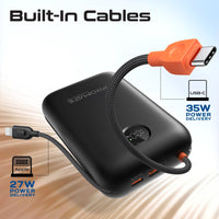 Promate PowerPod-30 Power Bank 30000mAh Built-In Cables Black-Angle